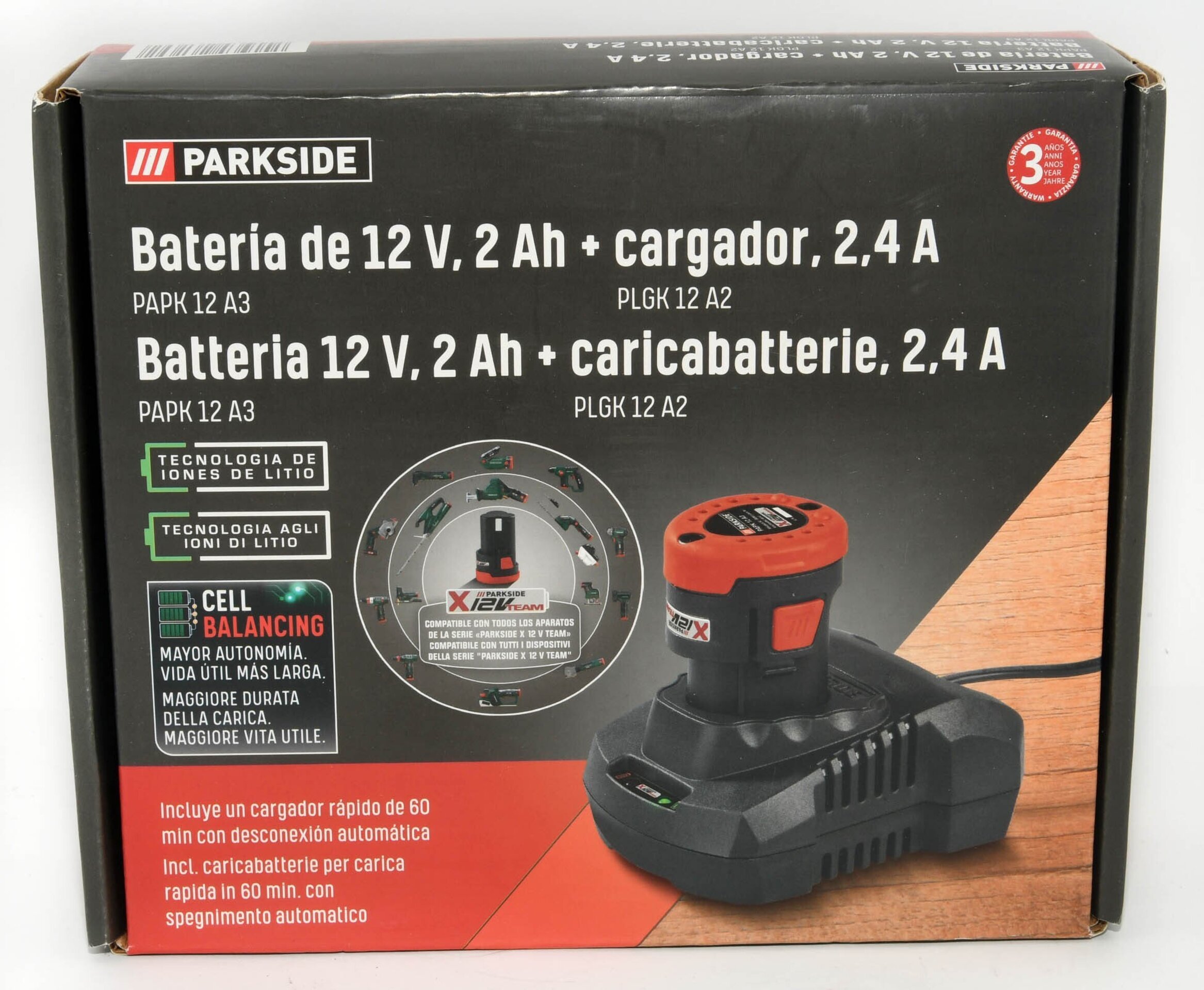 BATERIA 12V 2AH + CARGADOR 2.4A PARKSIDE - 1
